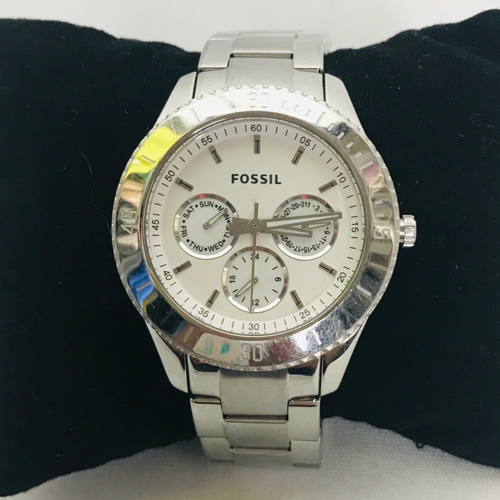 Fossil Silver Stainless Steel Link Wrist Watch #11